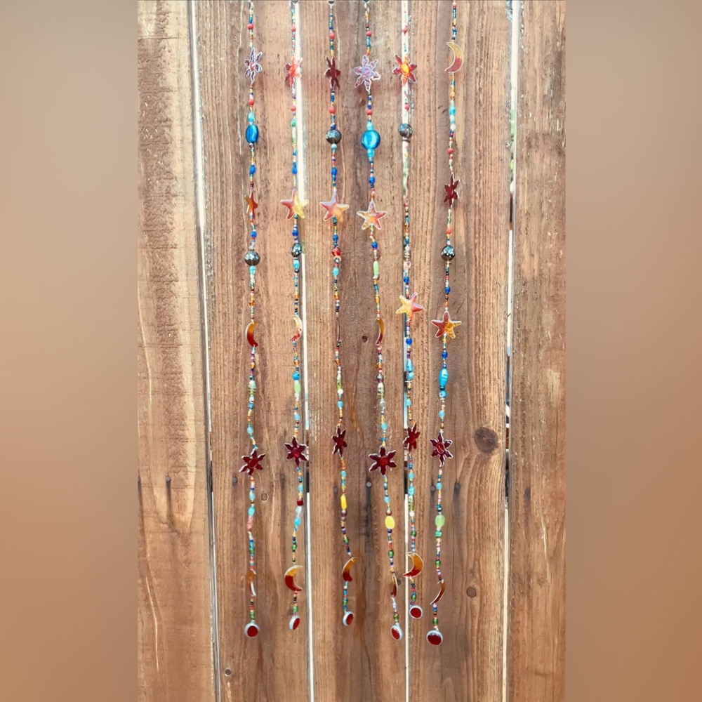 Celestial Strand Chakra Rainbow Sun Moon & Star Strand Sun Catcher Window Decor - Picture 3 of 13